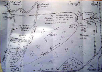 Sketch of The Warren Area Showing the Sandpits and Layout of the Dobson and Surridge Tramway Circa 1964